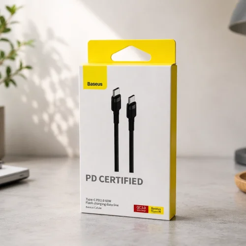 کابل شارژ تایپ‌سی به تایپ‌سی Baseus مدل PD 60W